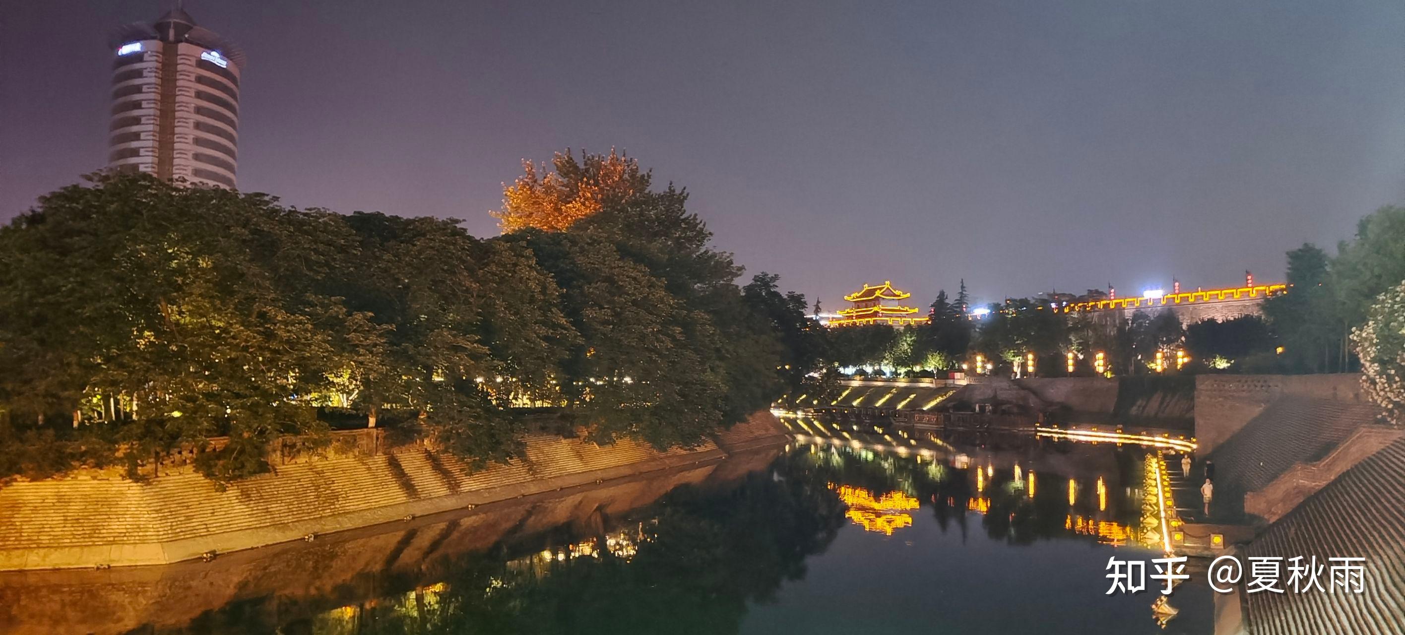 西安夜景 护城河图片