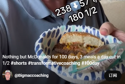 Nothing but McDonalds for 100 days, 3 meals a day, cut in 1/2