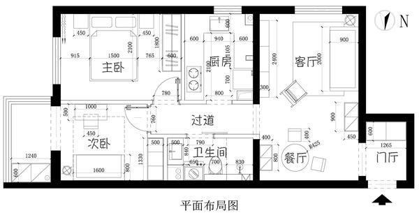 設計師將其向臥室方向推進了一部分,改成了u型廚房,除美觀時尚外,更加