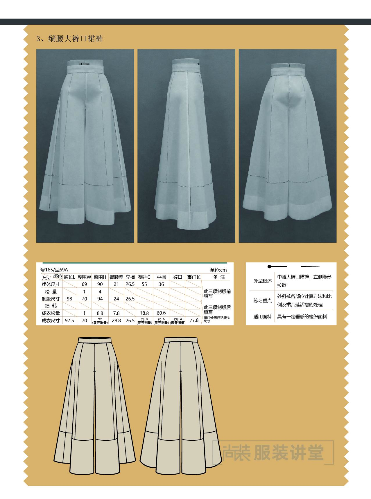 服装制版培训教程 绱腰大裤口裙裤 知乎