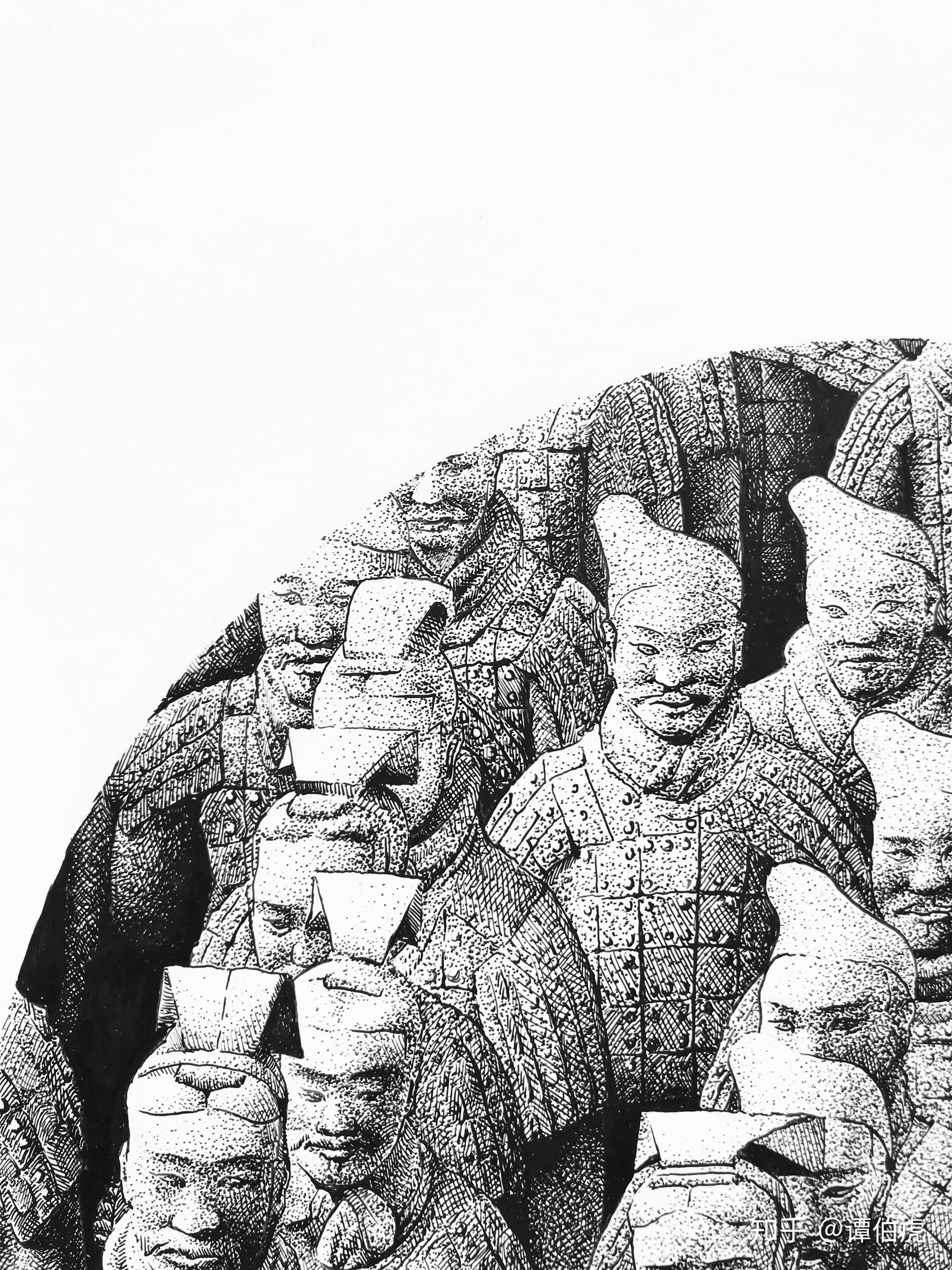 秦兵马俑插画图片