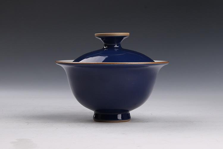 霁蓝釉盖碗的美沉稳又得人心