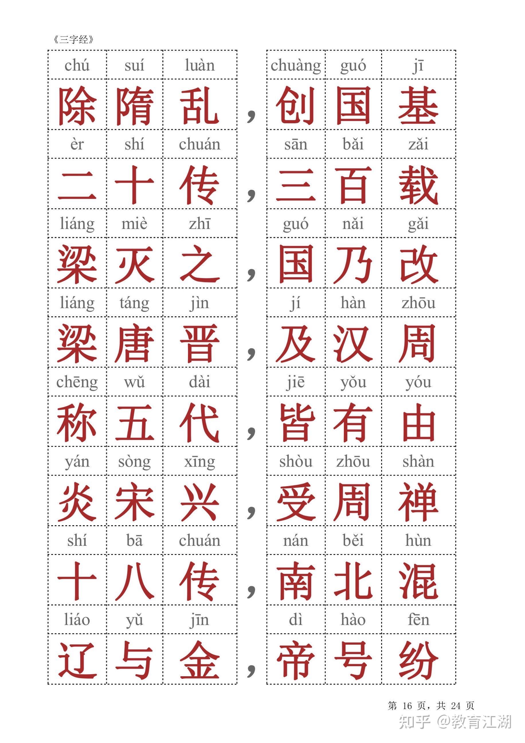 三字经大字版有注音,共24页,附电子版可打印 - 知乎