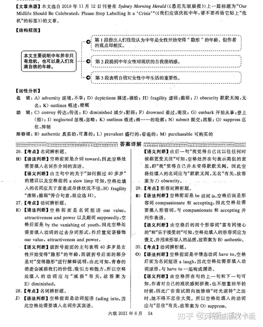 2021年6月英语六级真题和答案解析第3套听力全文电子版可打印