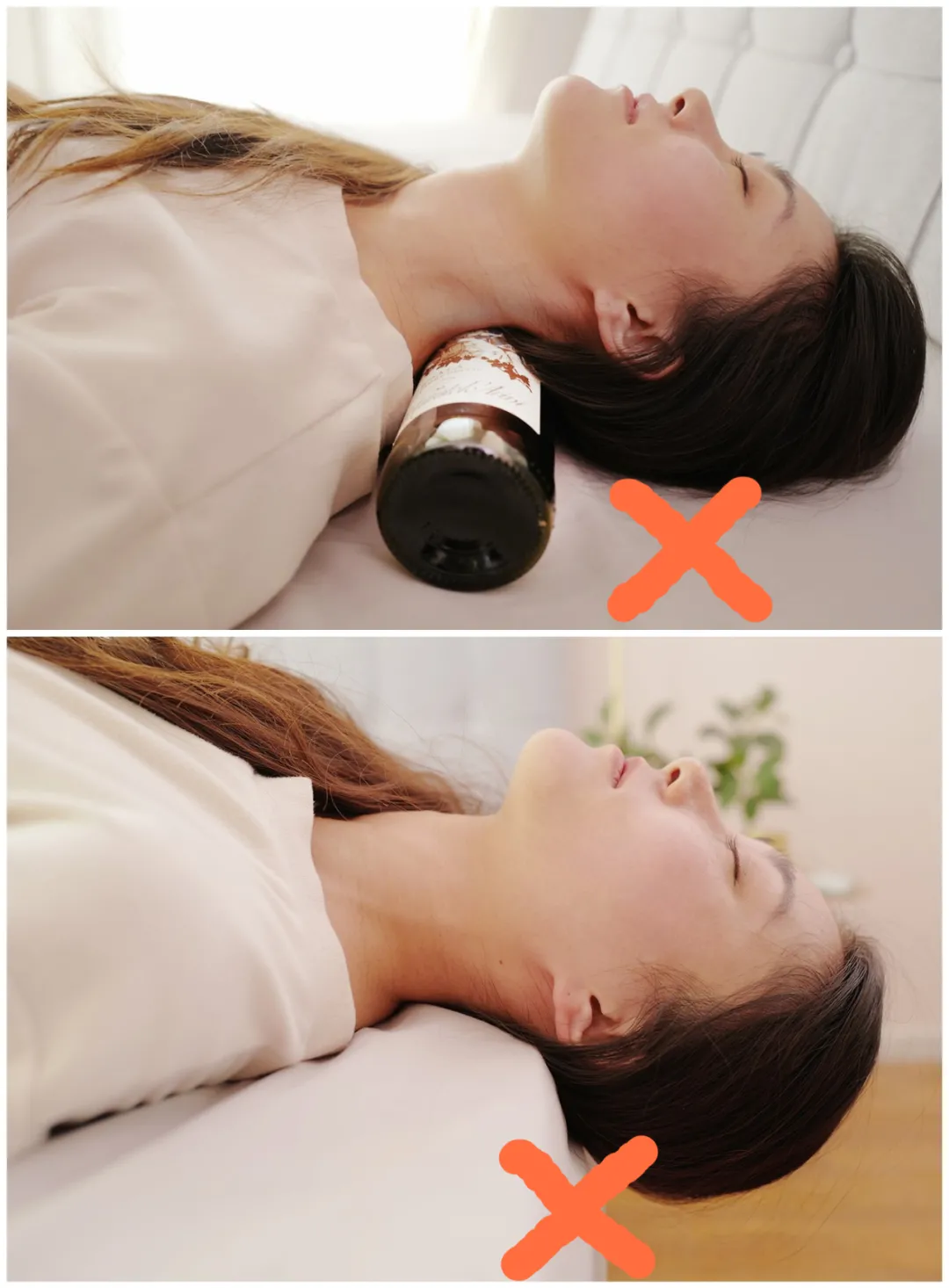 颈椎病枕酒瓶正确枕法图片