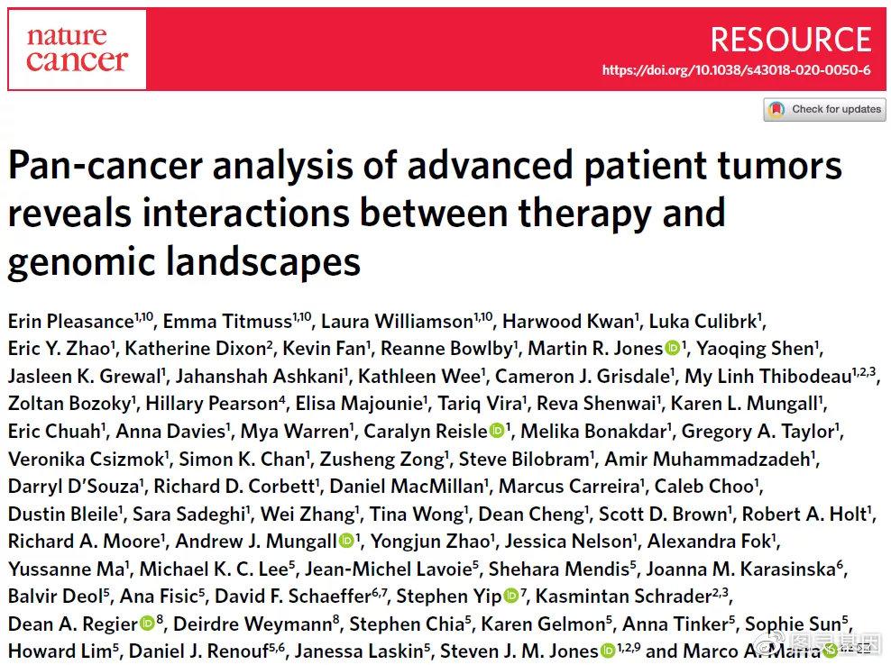 Nature Cancer | 癌症晚期患者全癌分析揭示治疗与基因组之间相互作用 - 知乎