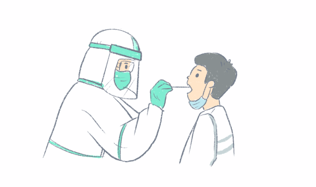 核酸检测医护人员漫画图片