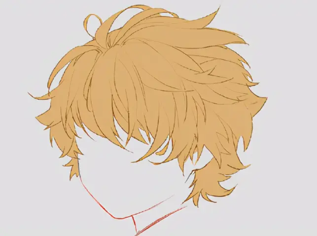 填充背景色(用铅笔刷)第一步,线稿,画出头发清晰形状如何给动漫人物