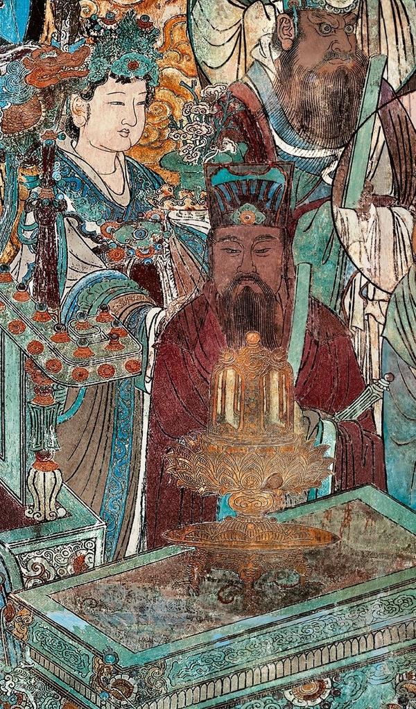 山西永乐宫三清殿-元代壁画《朝元图》:290位神仙,浩荡朝拜道祖,满壁风生星起(5)勾陈大帝【高清超大图】 - 知乎