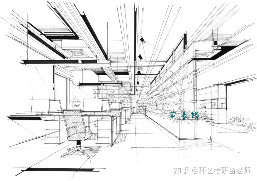 首发!2套工装空间手绘线稿-上色对照图 - 知乎