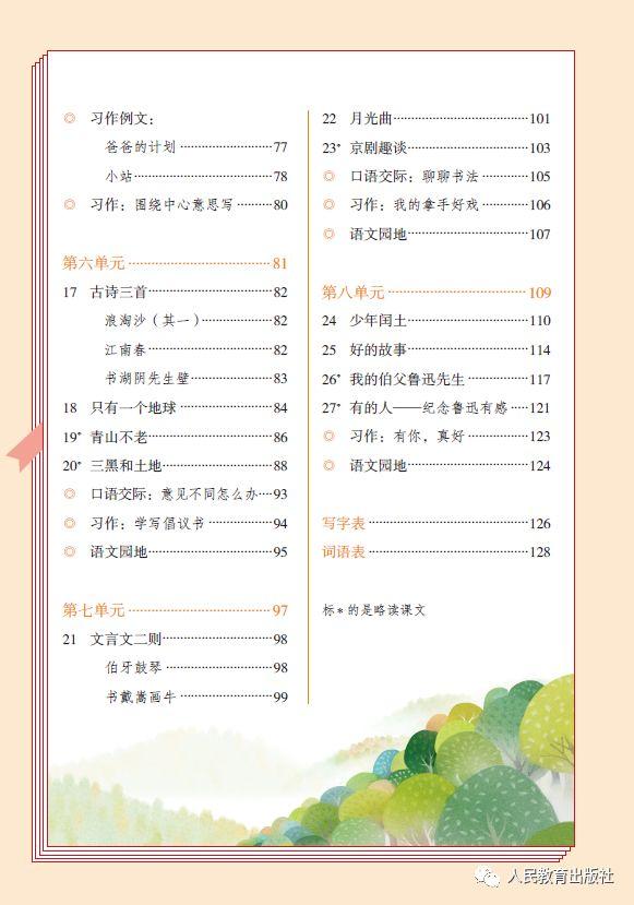 最新 小学1 6年级统编 语文 秋季教材目录权威发布 知乎