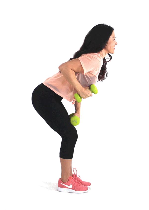 动作4:站姿屈体飞鸟动作5:哑铃锤式侧举动作6:哑铃二头弯举—打造