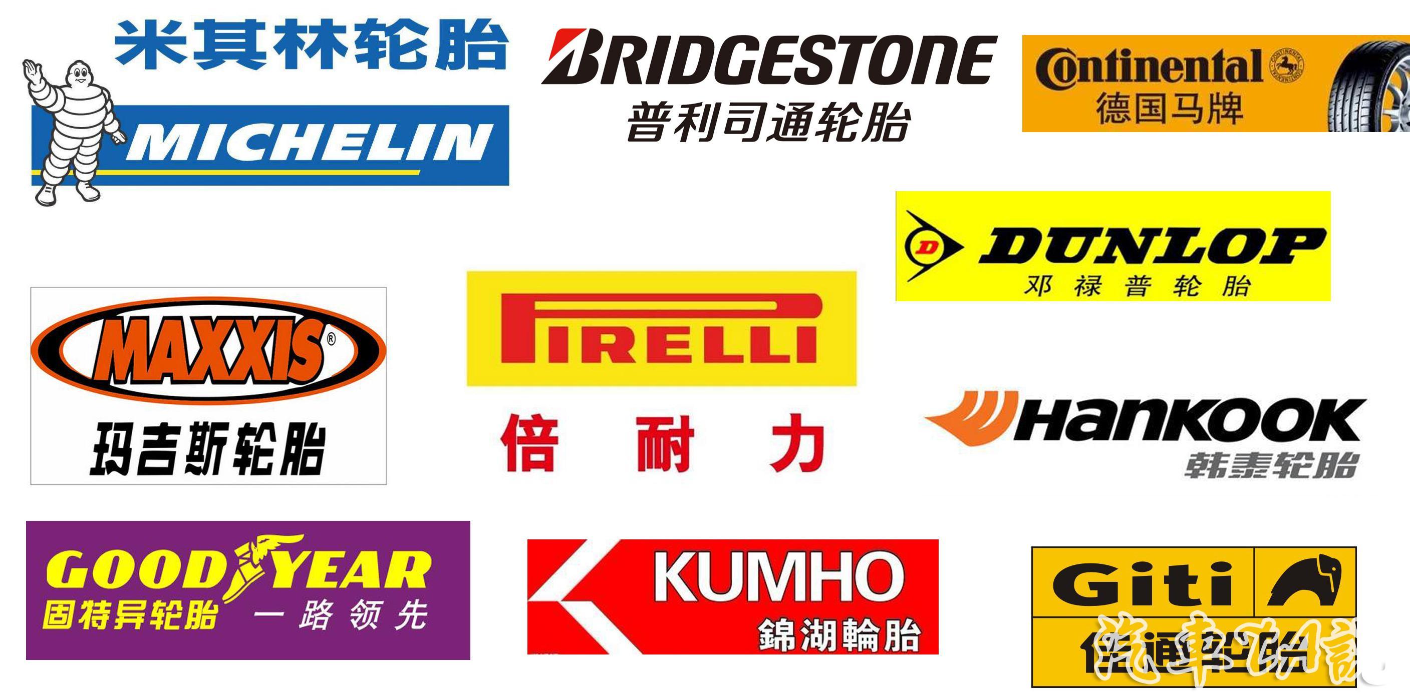 可能基数会有点多,所以t哥在本文只列举一些比较常见的轮胎品牌