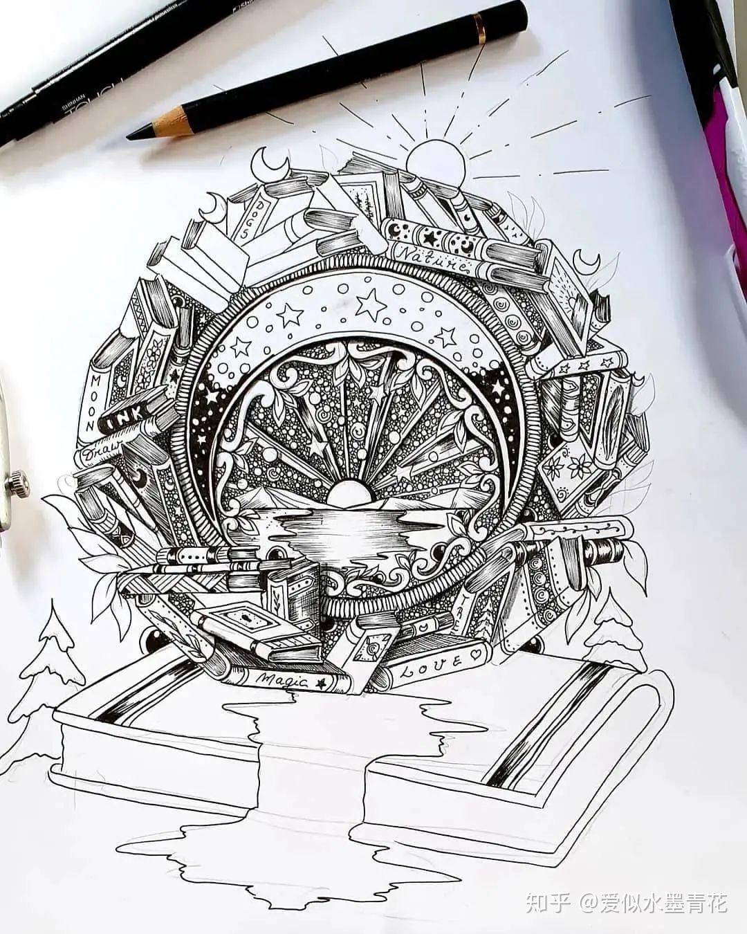 极富创造力的插画作品黑白线稿