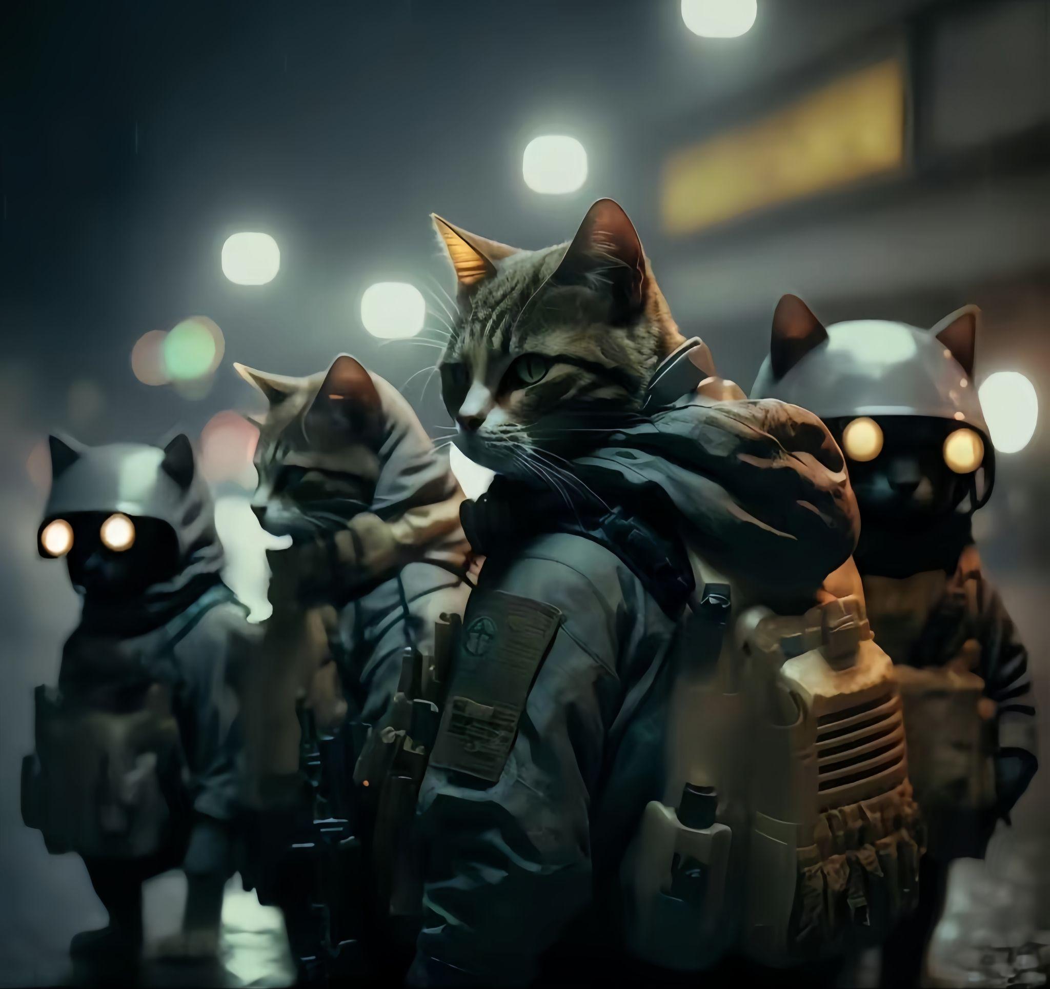 猫咪特种部队 喵特警 猫特工照片背景图