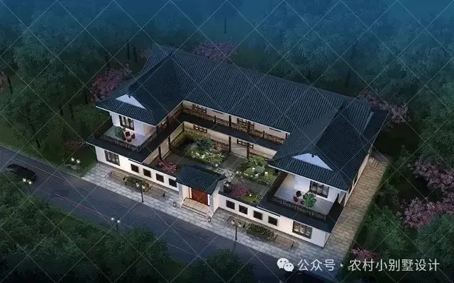 48款二层中式合院别墅,二层新中式四合院农村自建房别墅设计图 - 知乎