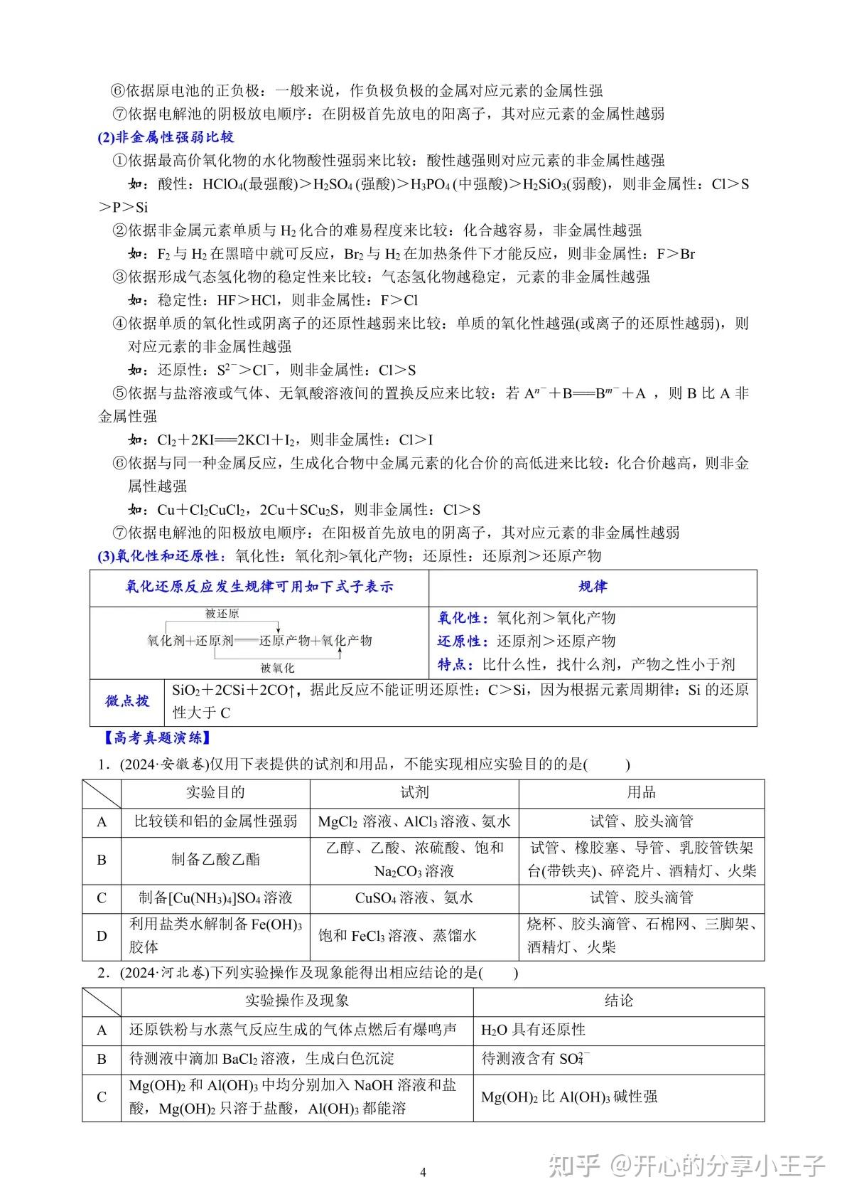 高中化学表格型实验设计的评价与分析 - 知乎