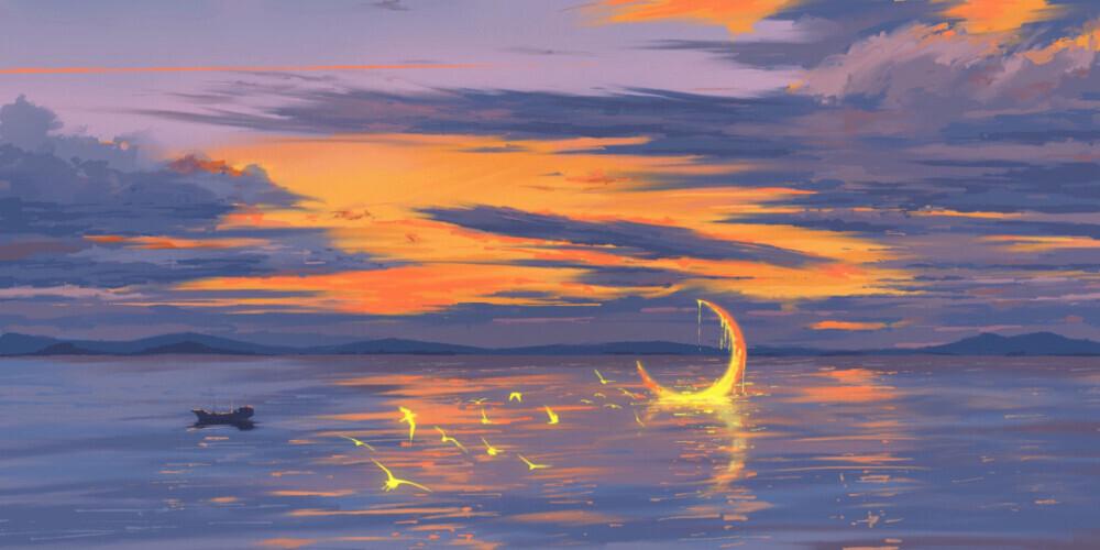 有哪些好看的黄昏下海边的背景图?