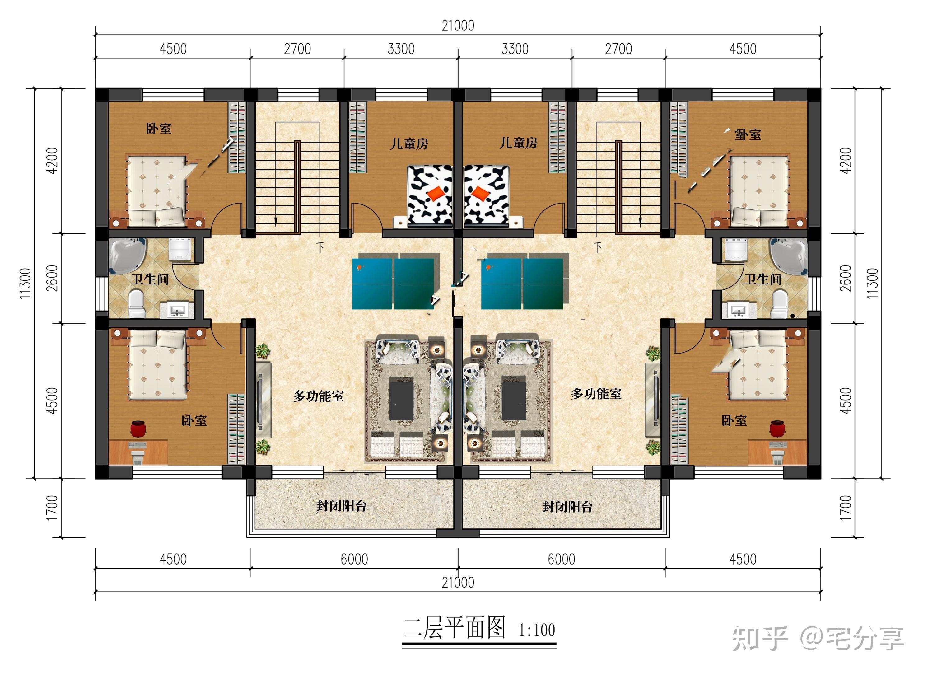 两层双拼别墅自建房设计图(农村二层双拼房屋设计图) - 知乎