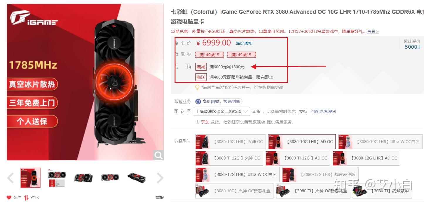 顯卡價格行情2022年4月10日三方3070ti3080降至原價自營七彩虹rtx3080