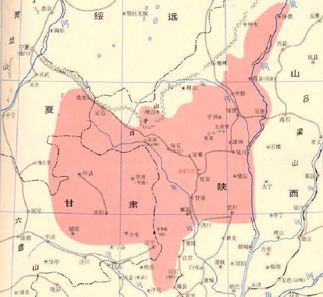 陕甘宁行政地图图片