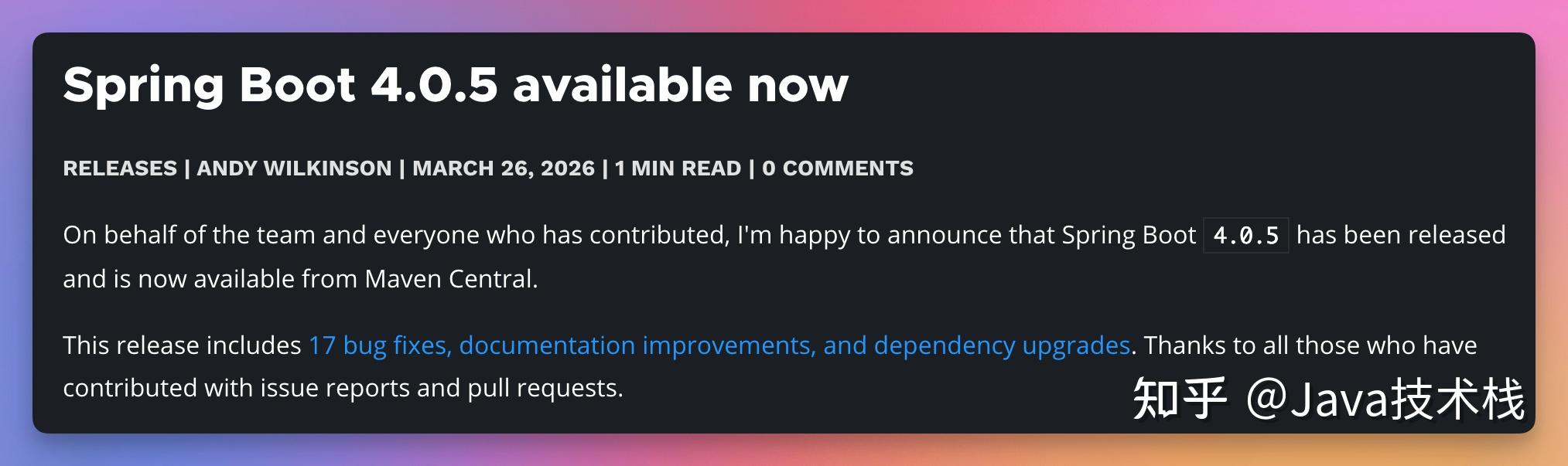 Spring Boot 4.0.5 正式发布，又一项技术被弃用了。。 - 知乎