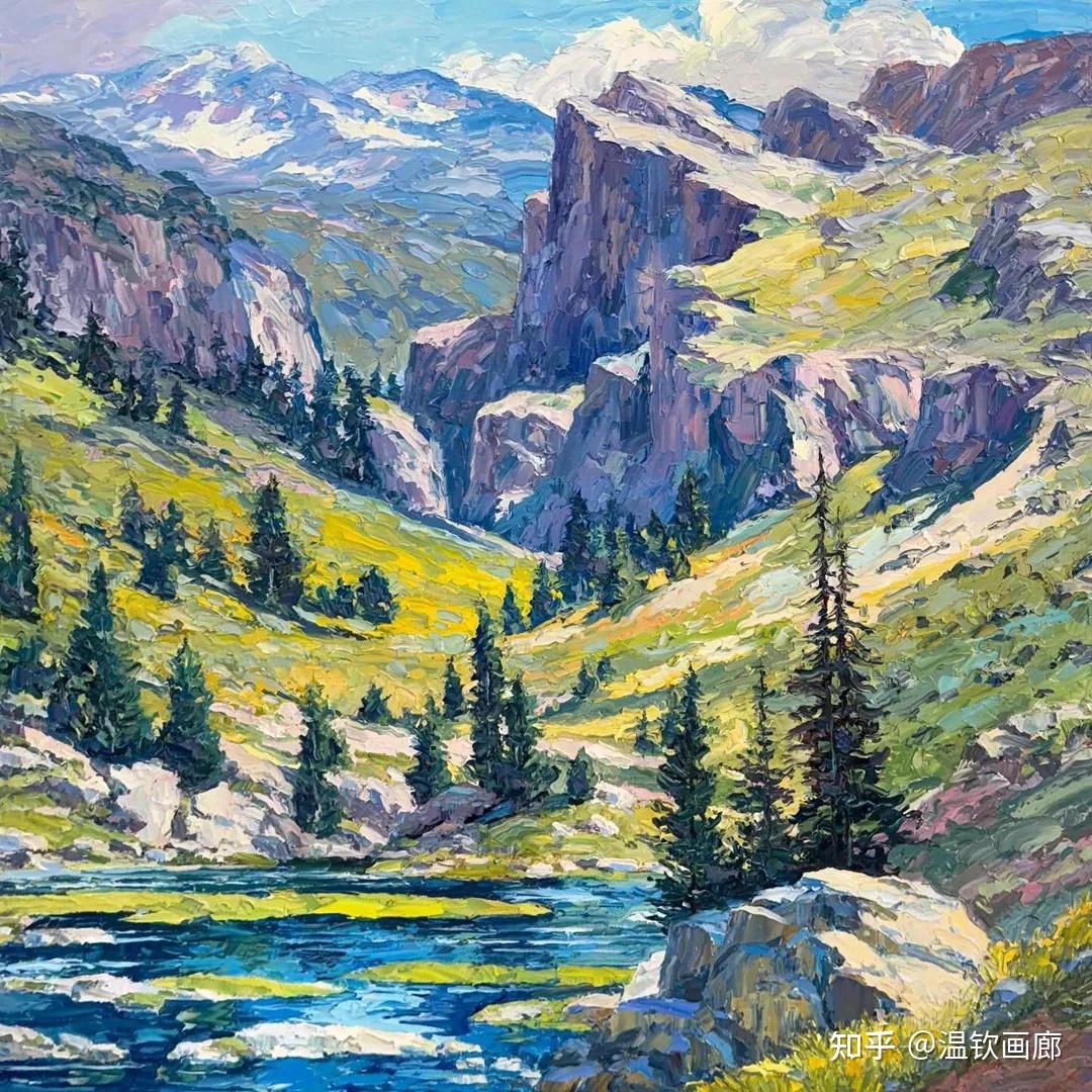 浓墨重彩厚重纹理美国风景绘画艺术家布拉德提尔bradteare