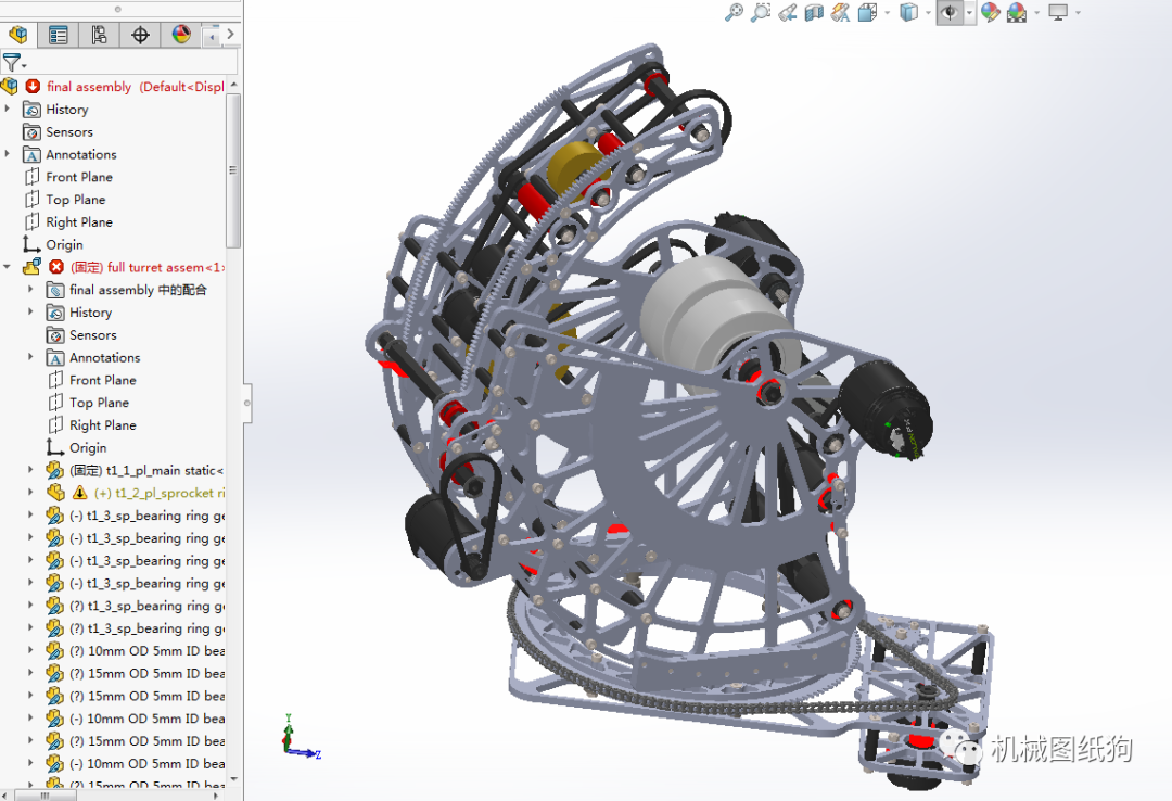 工程機械迴轉炮塔結構模型3d圖紙solidworks設計