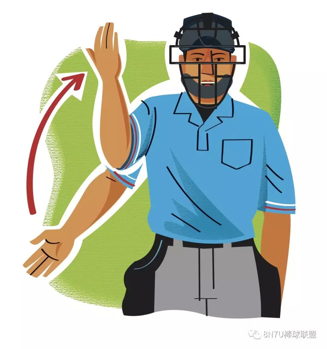 当棒球裁判直直的站在本垒板后方什么手势都不做.