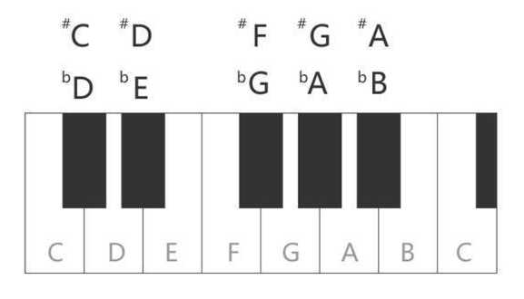 b调钢琴键盘示意图图片