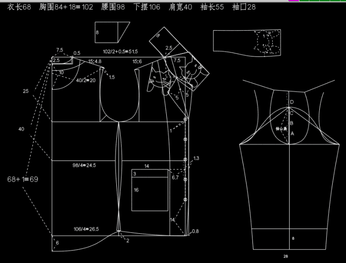 家居女睡衣套装打版裁剪制图