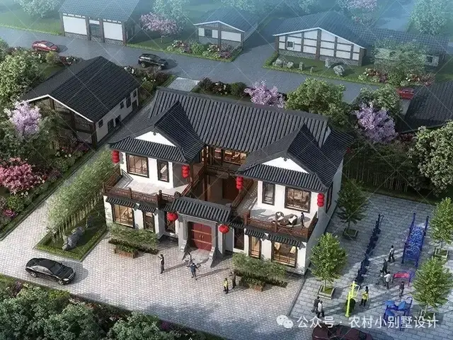48款二层中式合院别墅,二层新中式四合院农村自建房别墅设计图 - 知乎