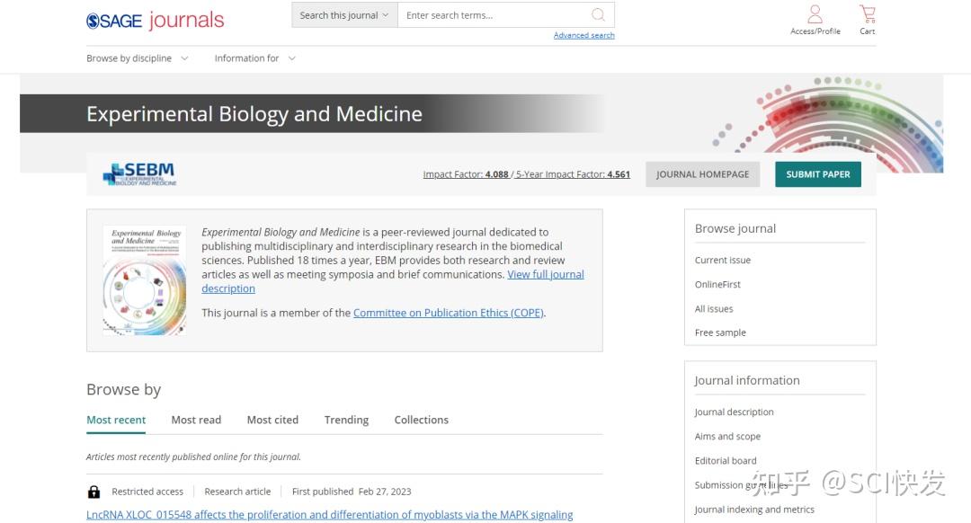 experimental biology and medicine issn