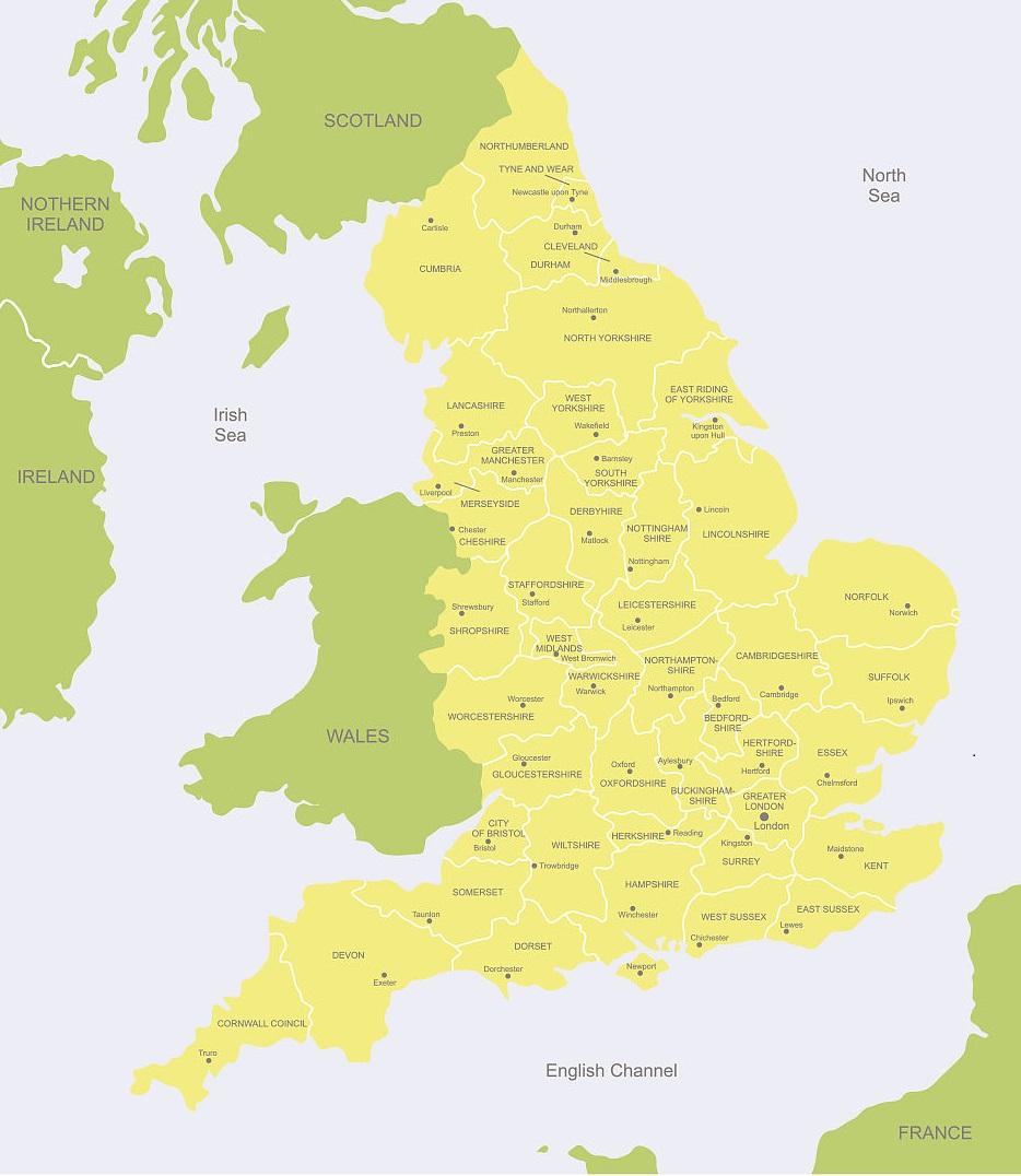 英格兰行政地图图片
