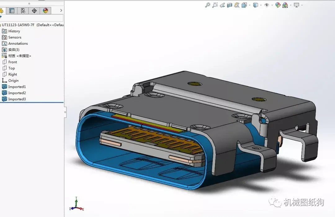 【工程机械】USB Type-C USB3接口模型3D图纸 Solidworks设计 附STEP - 知乎