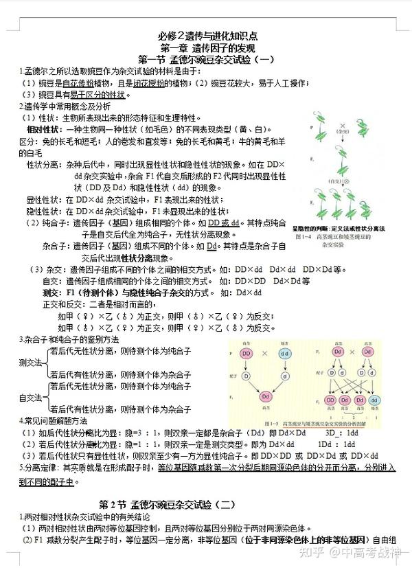 高中生物 必修二课本知识系统总结 理科生一定要掌握 知乎