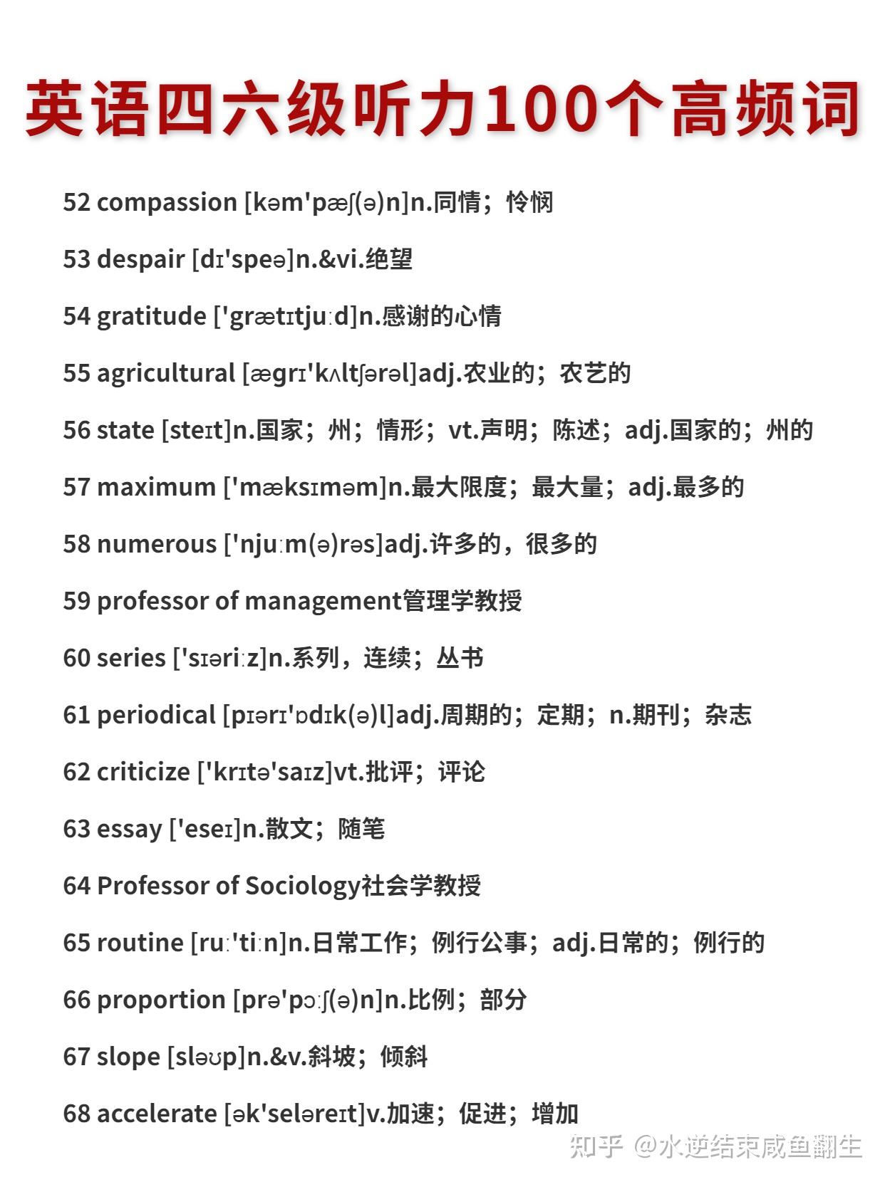 英语四级100个听力高频词+200分听力技巧 - 知乎