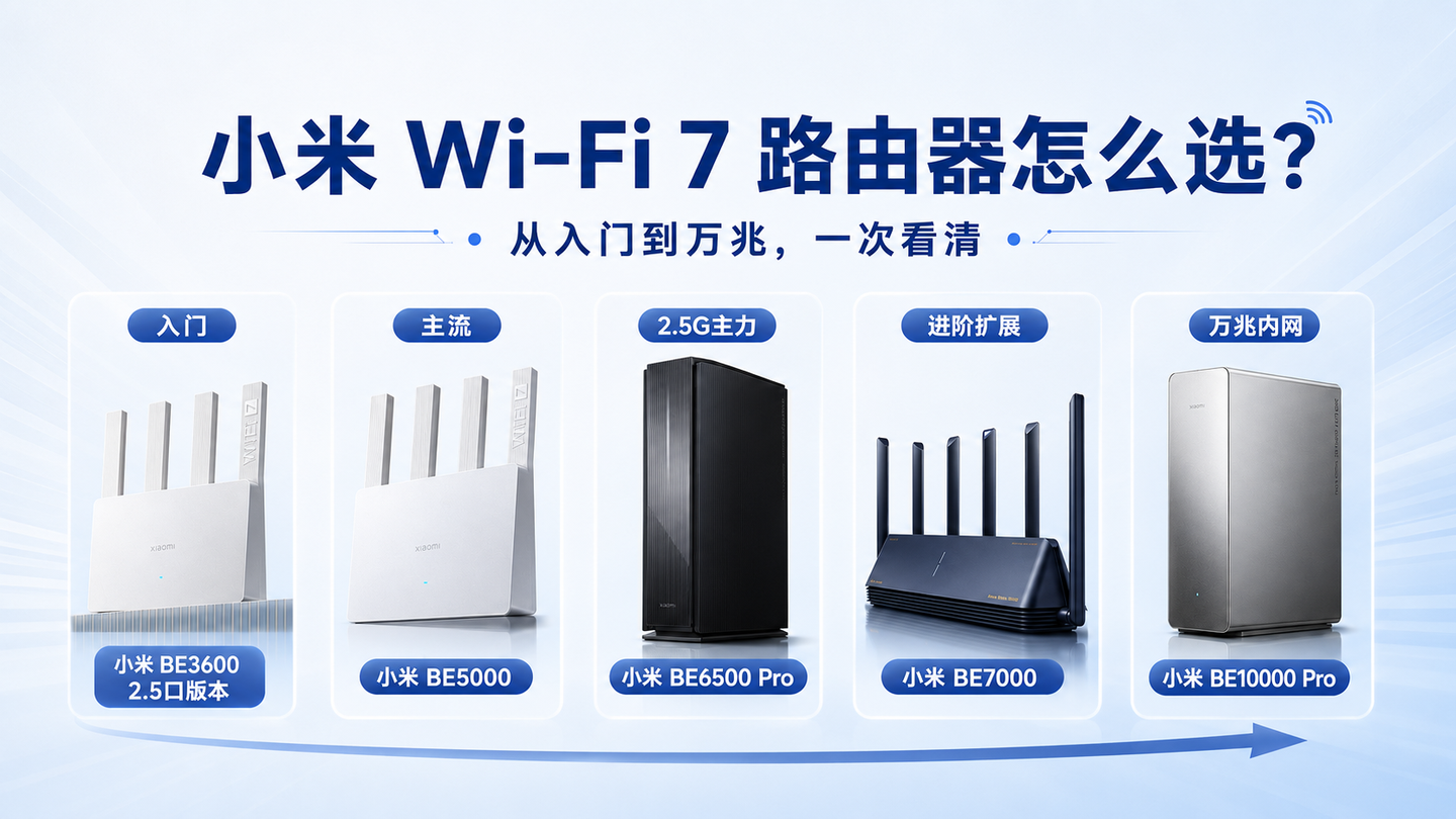 小米WiFi 7路由器怎么选?BE3600、BE5000、BE6500 Pro、BE7000、万兆型号差异一次说清!