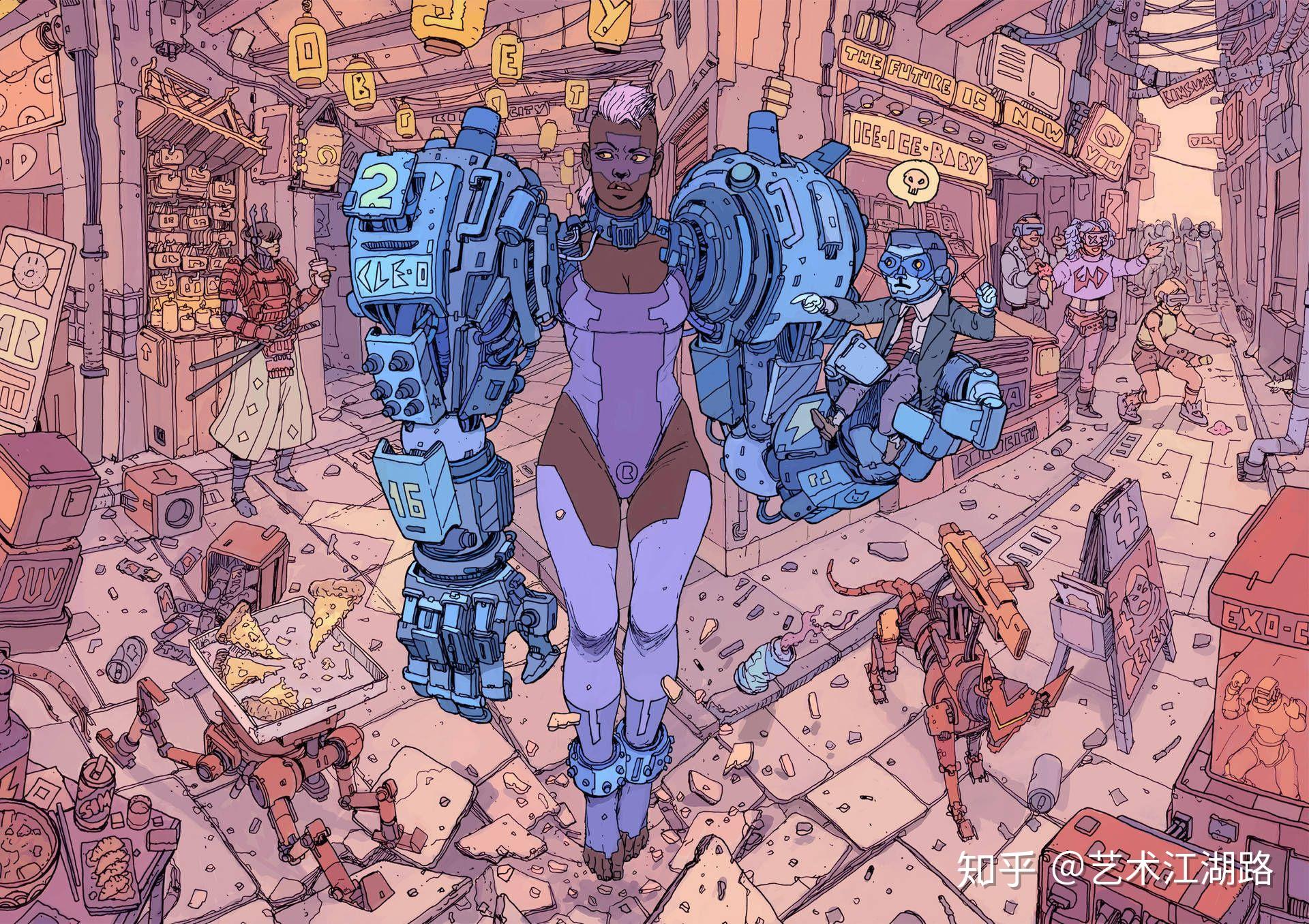 赛博朋克插画.桃色机械朋克-他眼中未来的样子 - 知乎