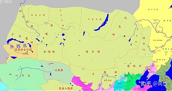 河中游右岸至伊希姆河上游;和碩特部遊牧於額敏河兩岸至烏魯木齊地區