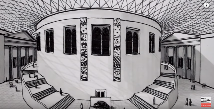 大英博物馆简笔画手绘图片