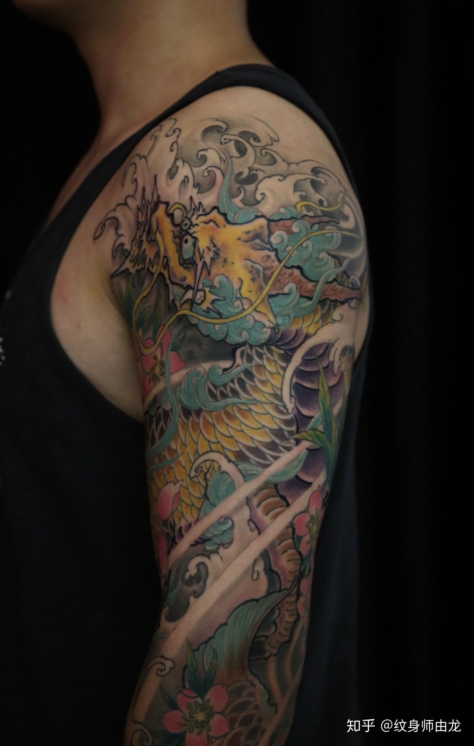 上海纹身由龙刺青作品花臂麒麟纹身 麒麟纹身设计,纹麒麟好看吗