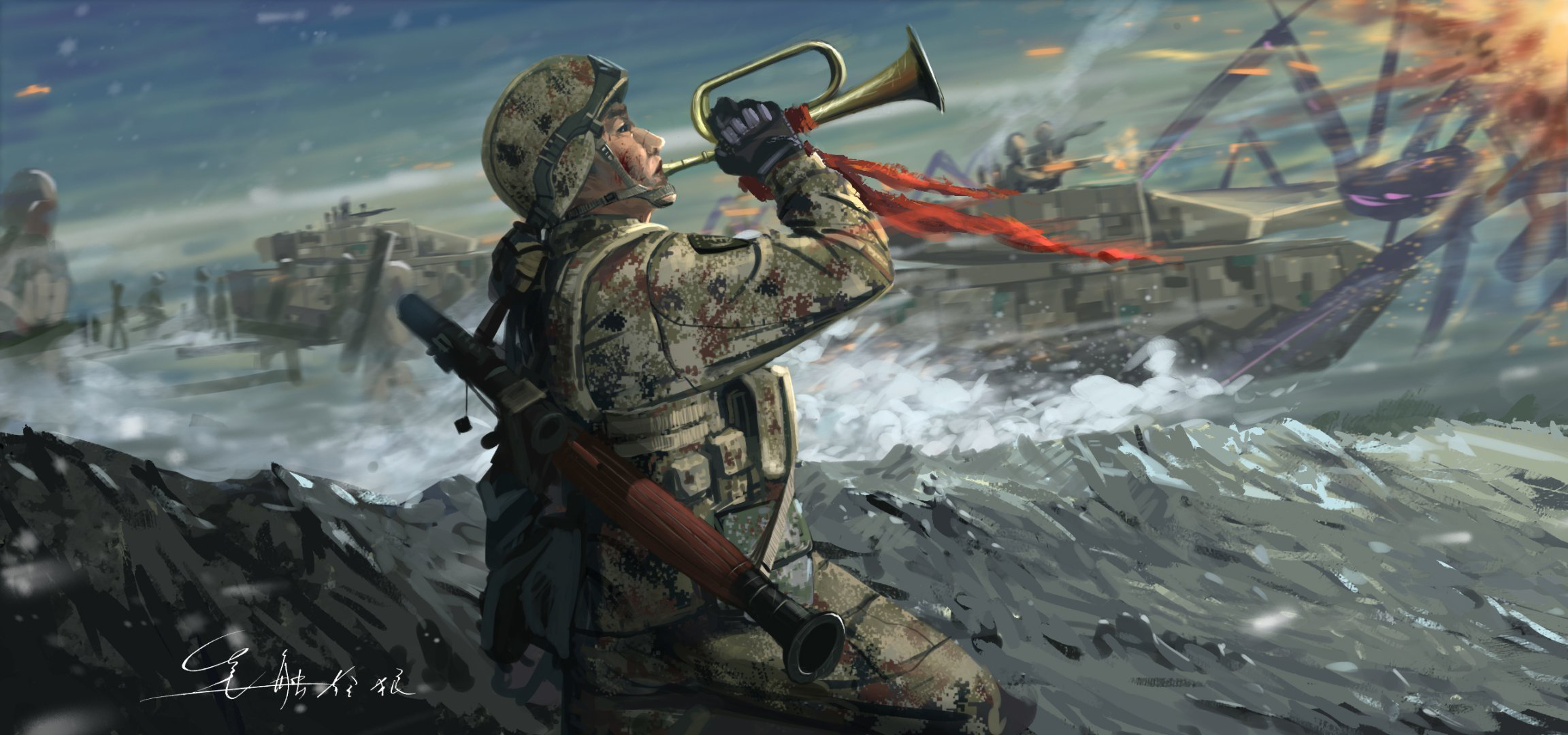 有没有帅气的二次元军事壁纸