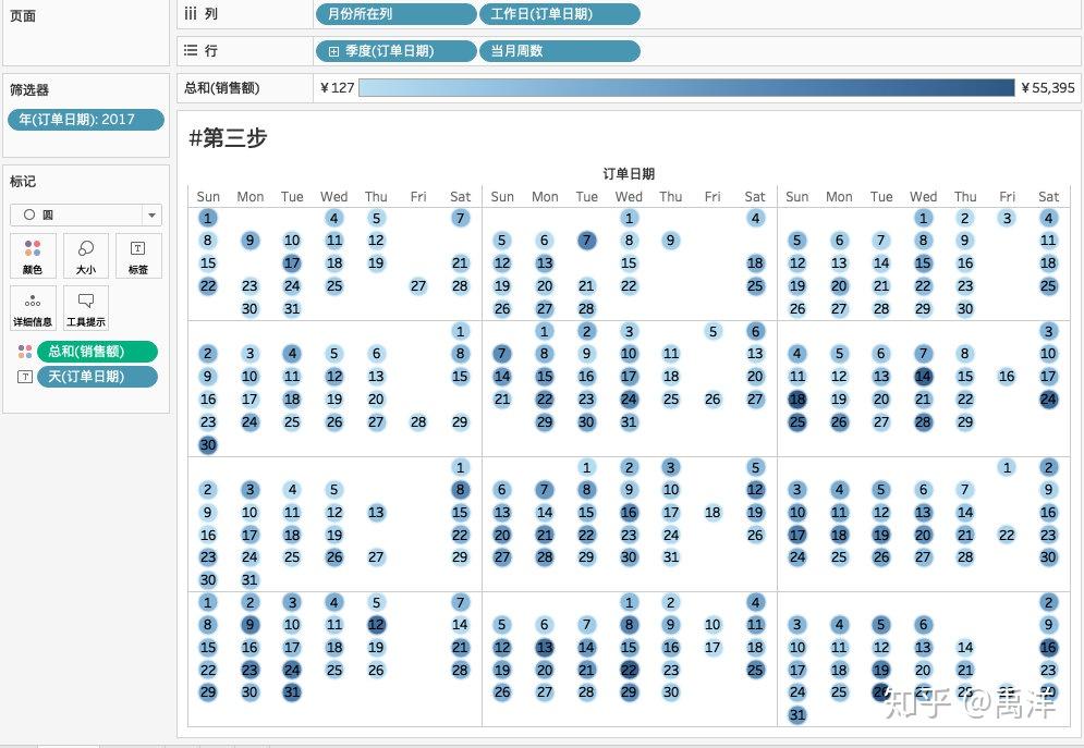 tableau图表如何画日历热力图