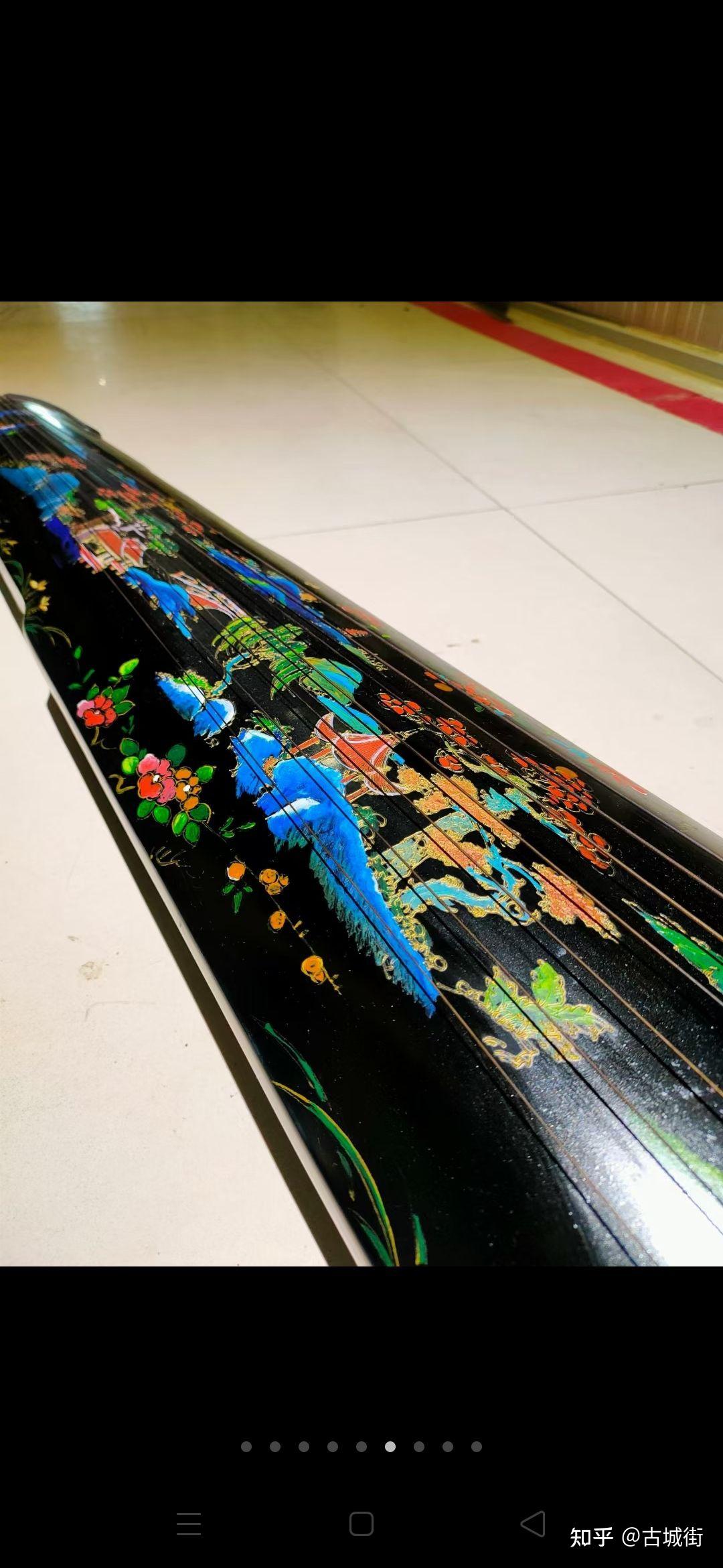 桐木大漆纯手绘描金古琴完整漂亮音质好能正常使用