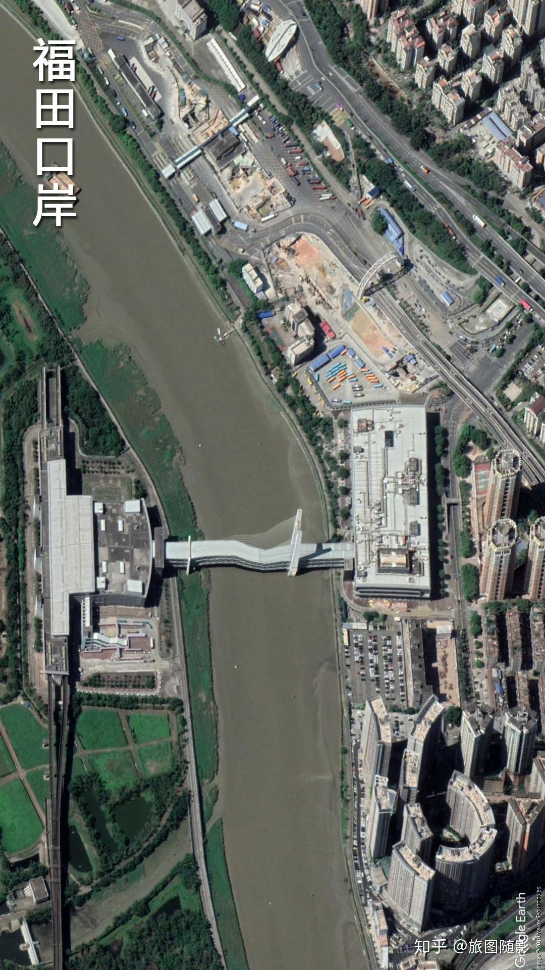 卫星航拍深港6大陆路口岸一河之隔而已却是两个不同世界