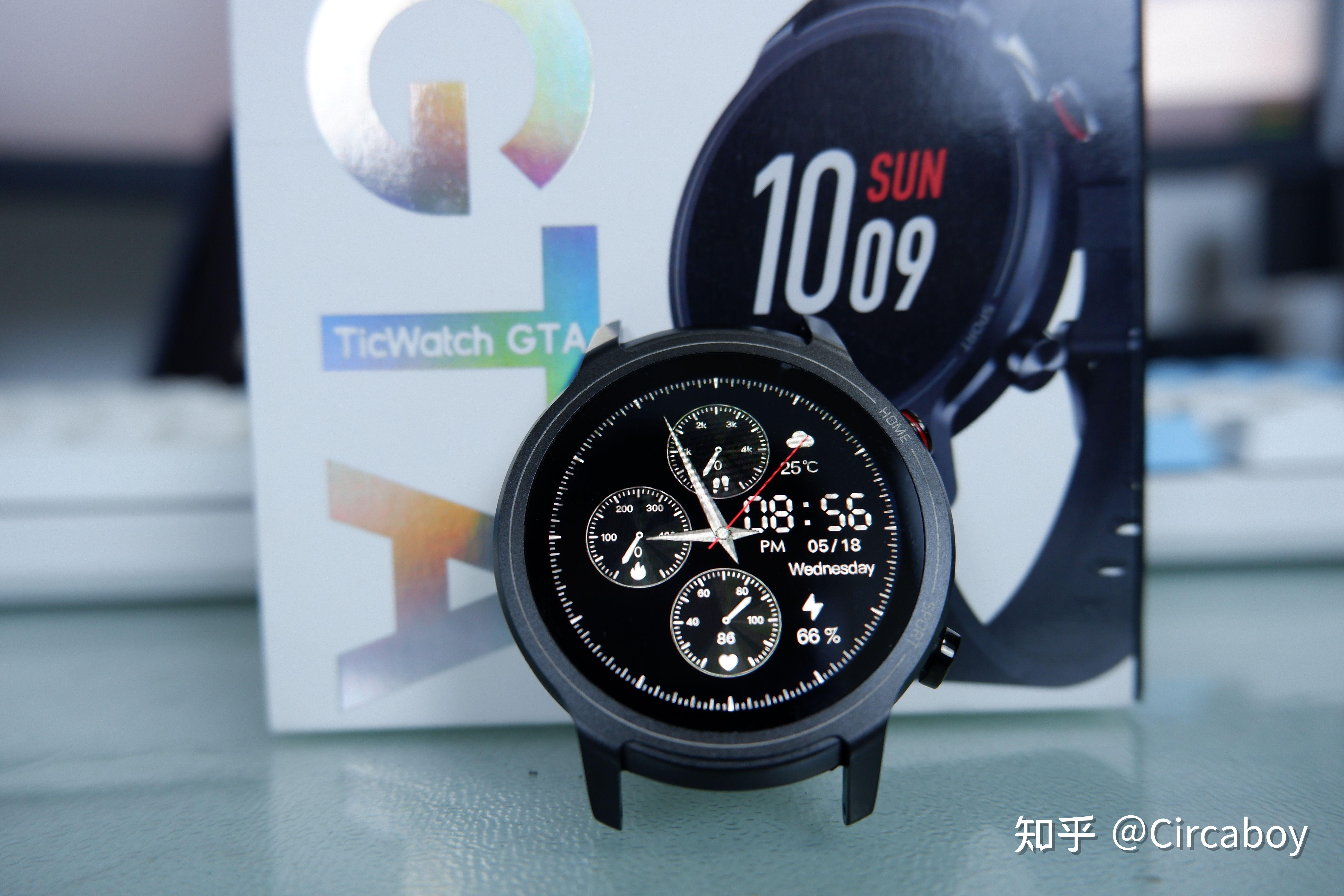 近期又入了个手表,ticwatch gta,三四百的售价,两周长续航,全彩表盘