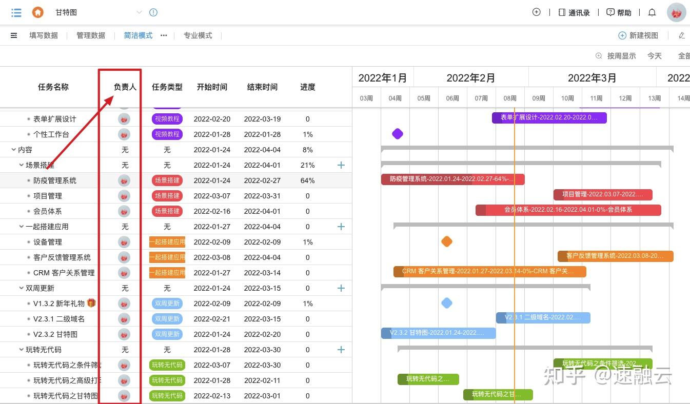 玩转无代码之甘特图简洁模式
