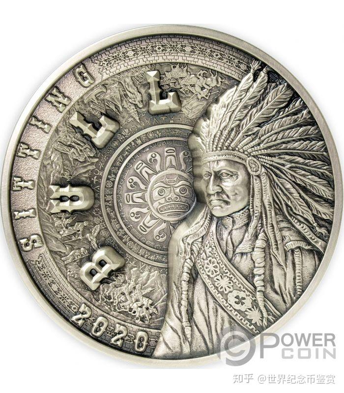 这枚精美的1公斤银币致力于纪念美国原住民hunkpapa-lakota-sioux部落