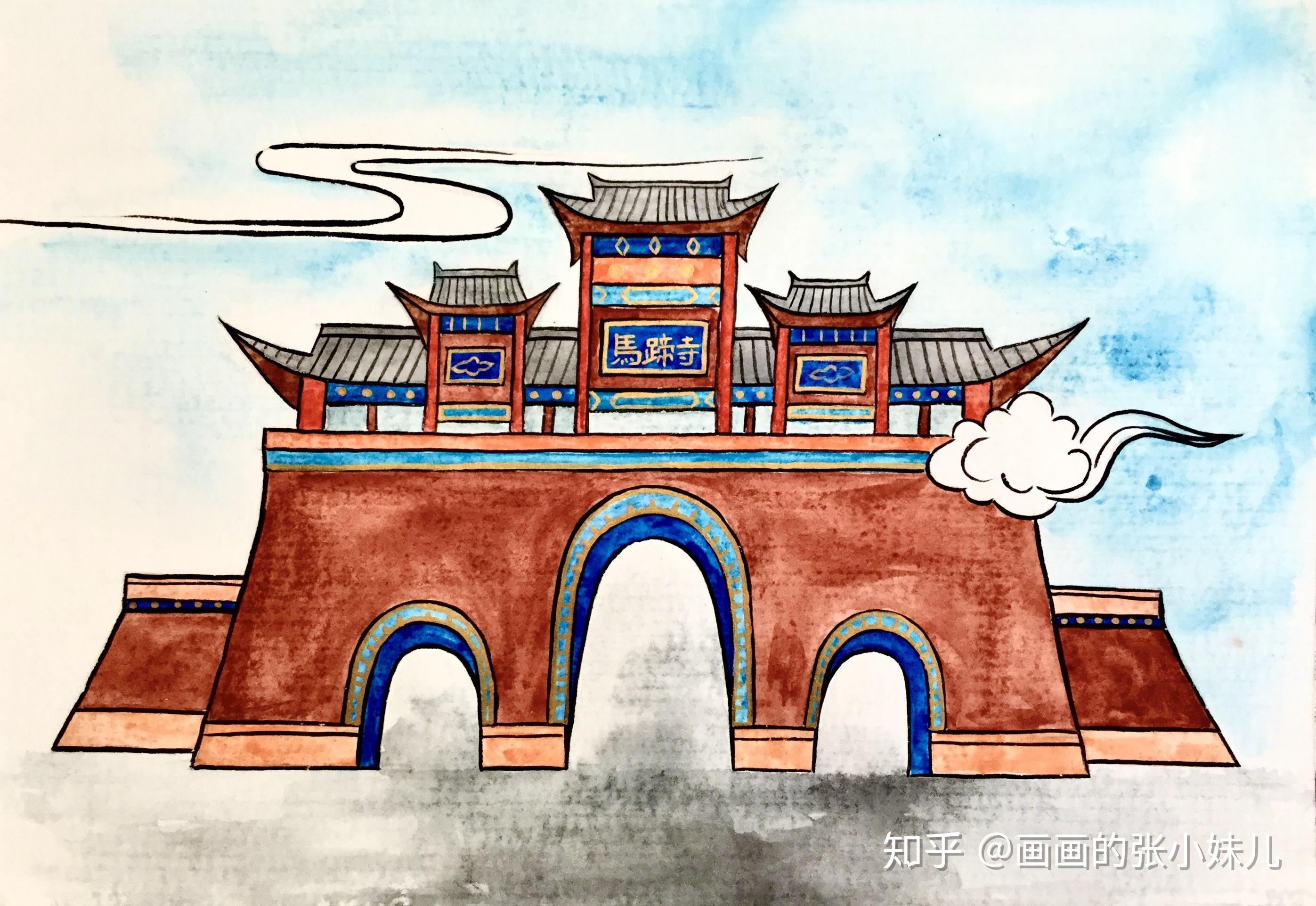 张掖古建筑插画